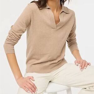 J Crew Factory Extra Soft Yarn Polo Sweater in Tan - Size L